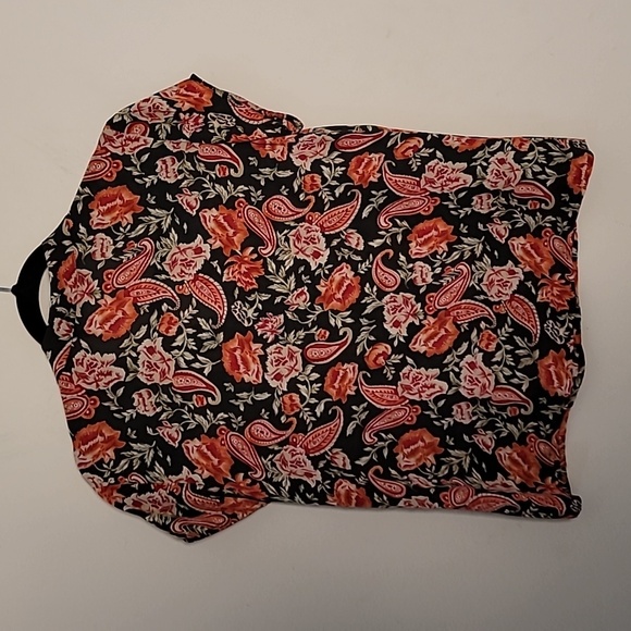 Jones NY Black Floral Paisley Silk Blouse Sz 6 Boho Whimsical Bohemian - Picture 4 of 6